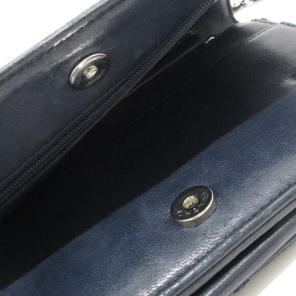 Auth CHANEL Matelasse/Double Stitch - Dark Navy Pink Lambskin Other Style Wallet - Picture 11 of 13